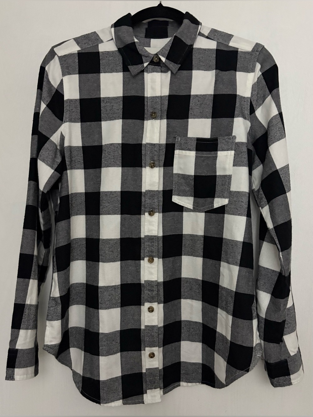 Abercrombie & Fitch Soft A&F Collection Black White Buffalo Plaid Flannel Shirt
